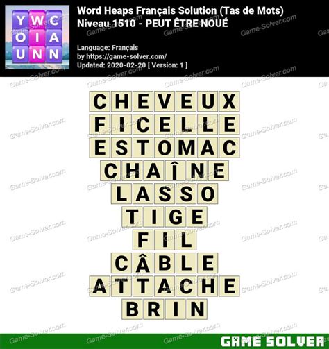Solution Wordalot Niveau 1510 .